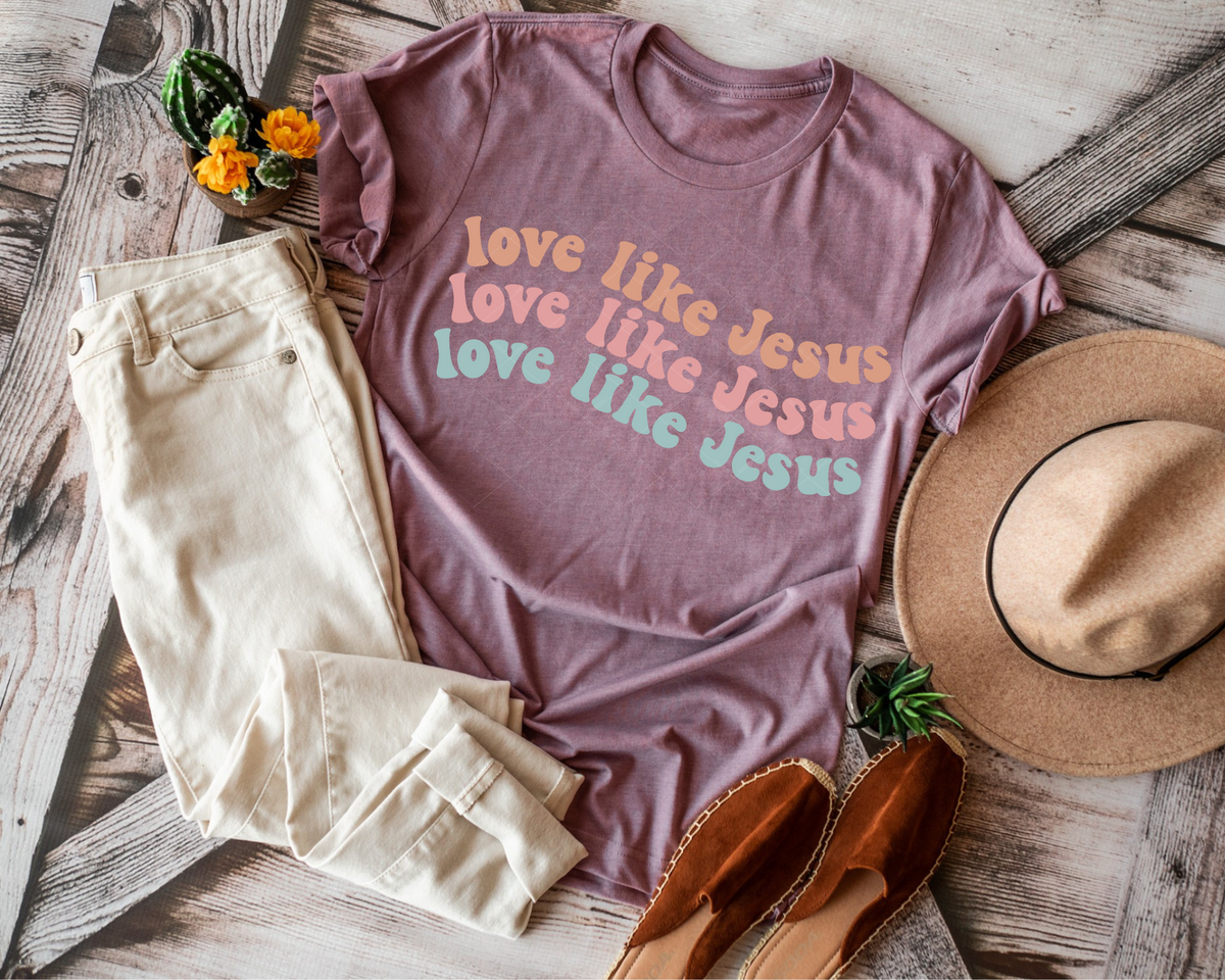 Love Like Jesus Wave Orange Pink Blue Font 112608 DTF TRANSFER