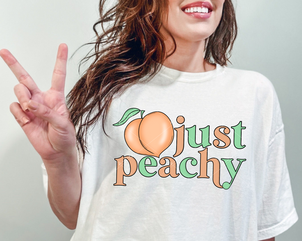 Just Peachy (peaches, peach and mint green lettering) 8815 DTF Transfer