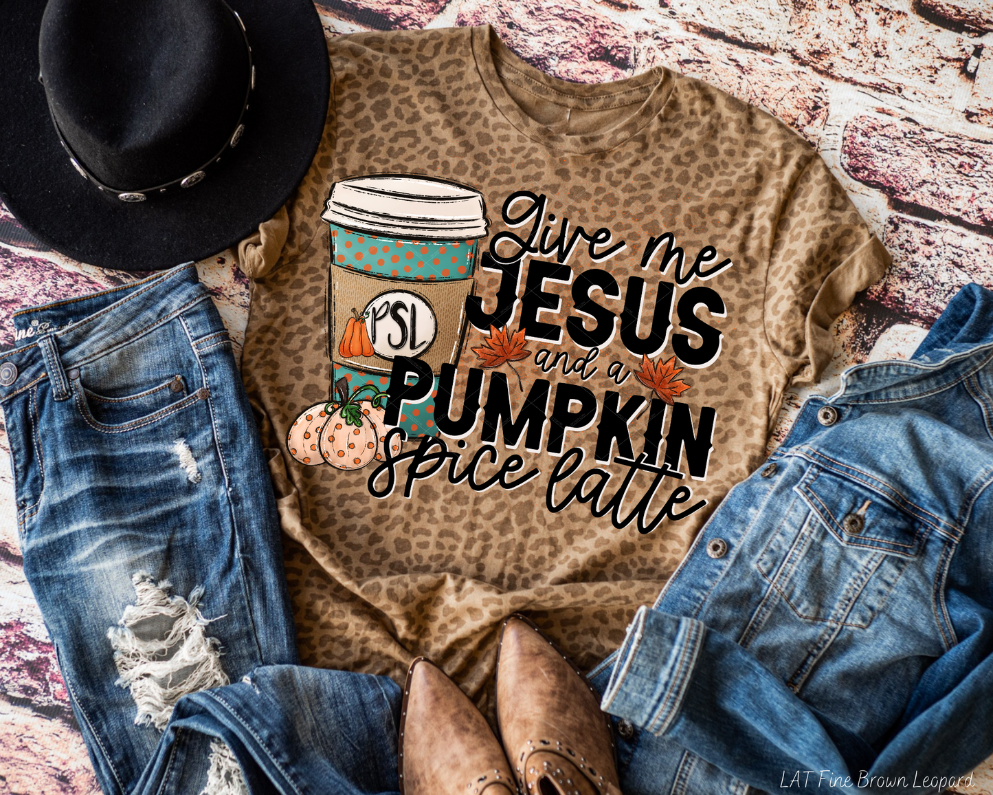 Give Me Jesus And A Pumpkin Spice Latte DTF TRANSFER