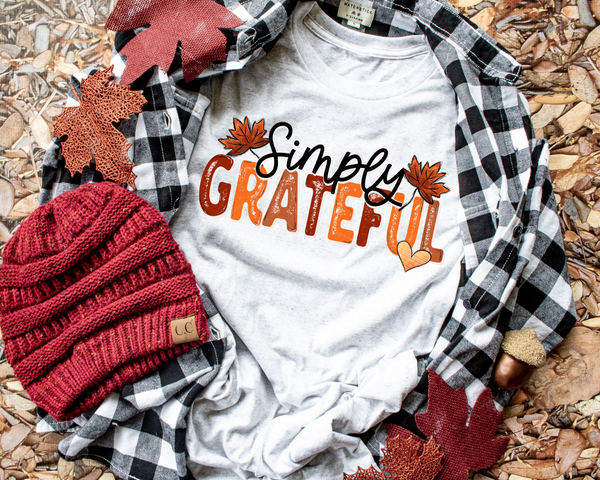 Simply Grateful Leaf with Heart Fall Colors 8322 DTF TRANSFER