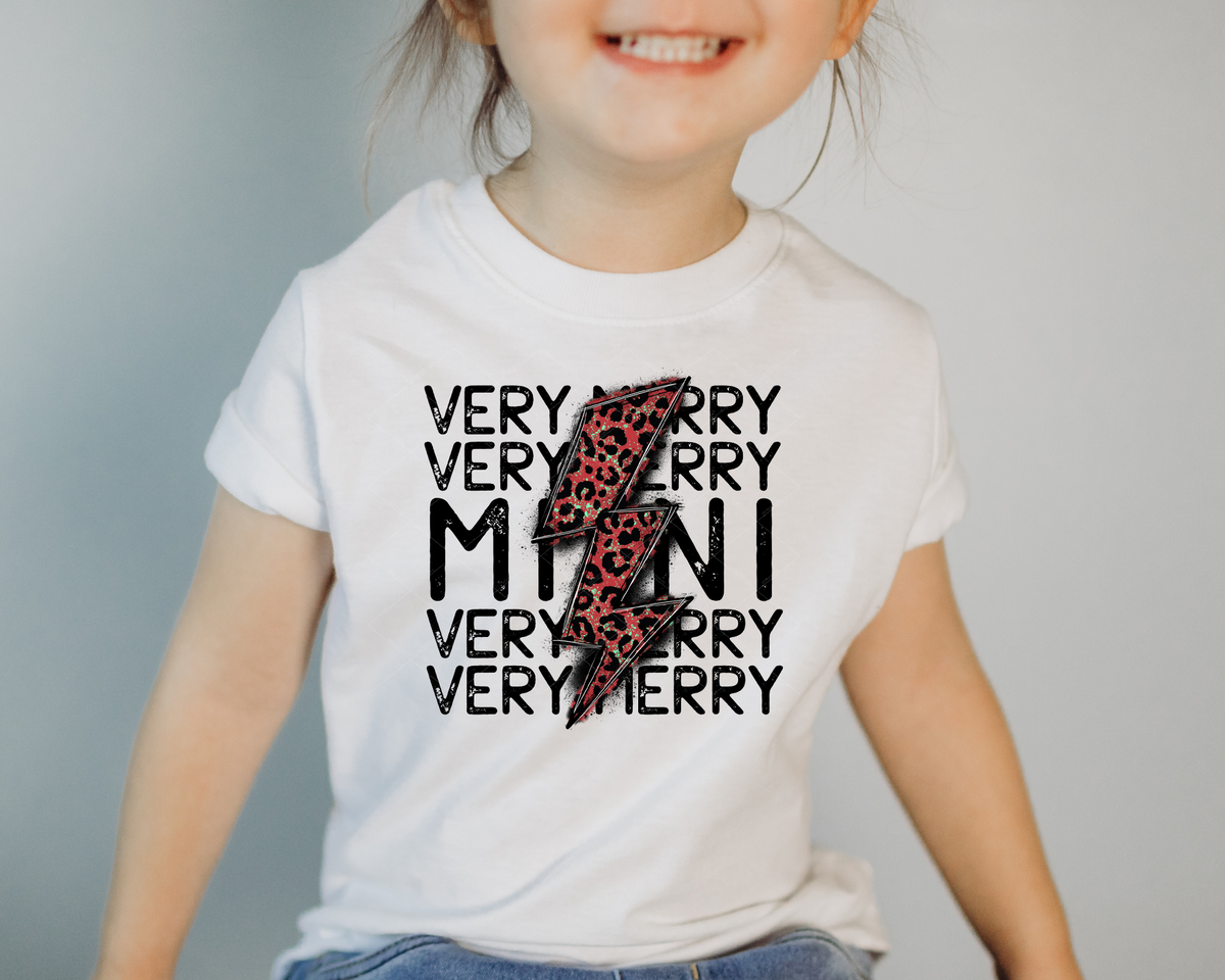 Very Merry Mini Leopard Lighting Bolt DTF TRANSFER