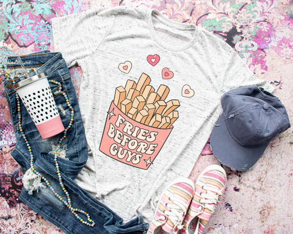 Fries Before Guys Hearts Pink 284 DTF TRANSFER