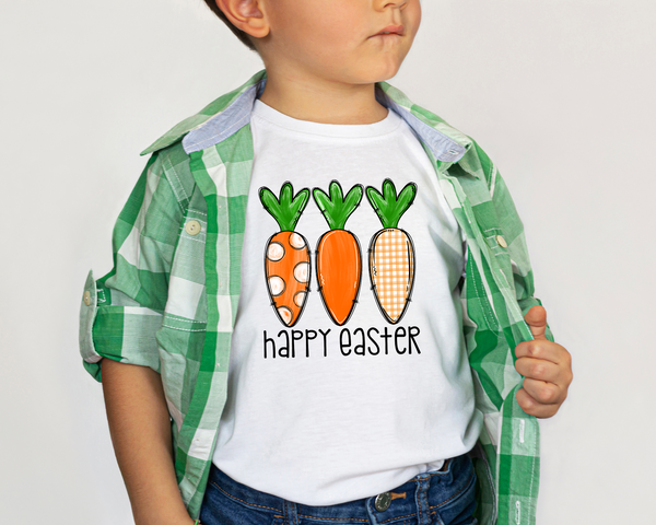 Happy Easter Black Font (3 carrots, three shades of orange, three designs) 1272 DTF TRANSFER