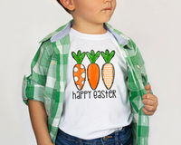 Happy Easter Black Font (3 carrots, three shades of orange, three designs) 1272 DTF TRANSFER