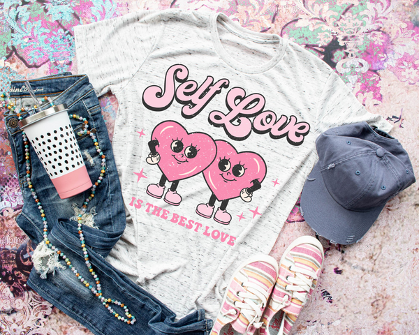 Self Love Is The Best Love Two Hearts Pink Font 297 DTF TRANSFER