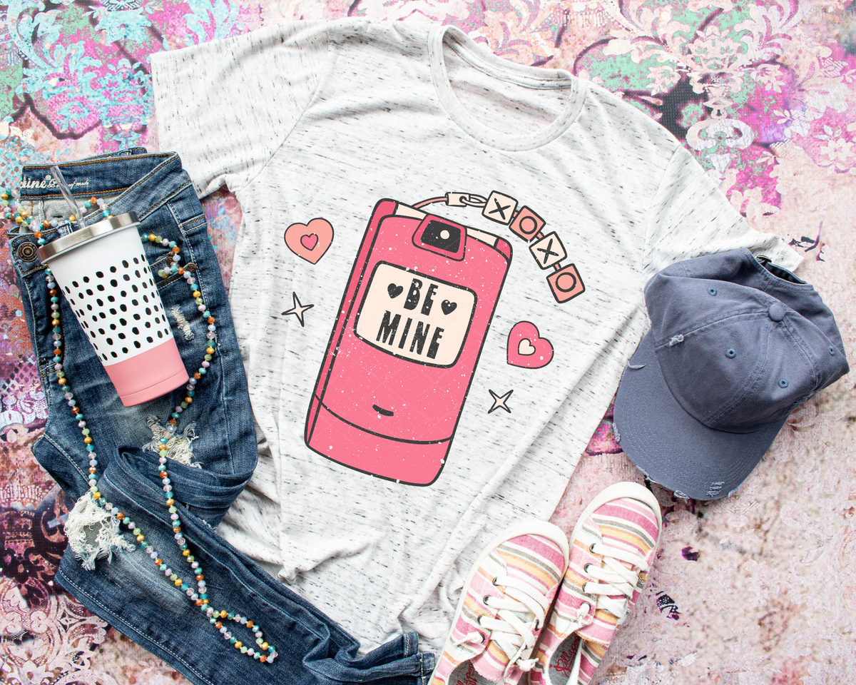 Be Mine Pink Phone XOXO Hearts 112565 DTF TRANSFER
