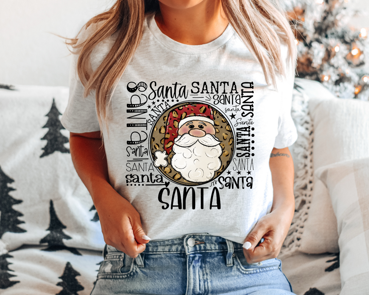 Santa Subway Santa Claus Red Hat Leopard DTF TRANSFER