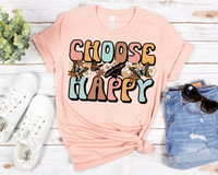 Choose Happy (butterflies, daisies, 70's vibe lettering) 9036 DTF TRANSFER