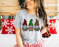 Gnome With Christmas Lights Red and Green Plaid Leopard 8414 DTF TRANSFER