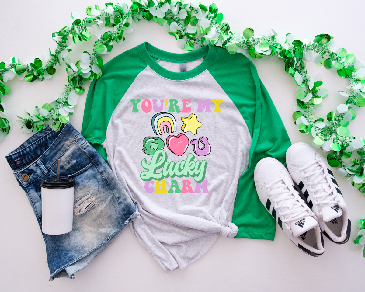 You're My Lucky Charm (pastel, St. Patrick elements, 70's vibe lettering) 112212 DTF TRANSFER