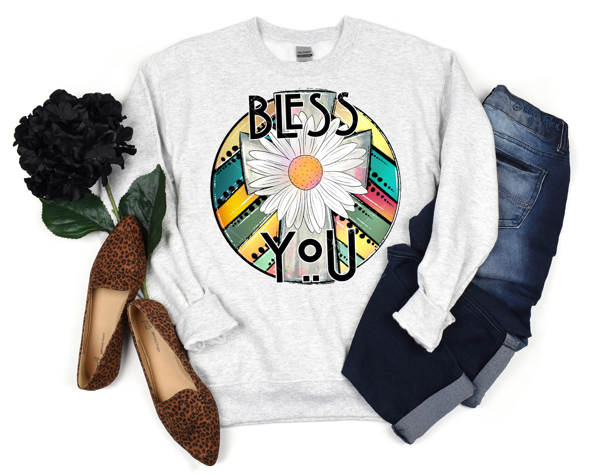 Bless You (daisy, cross, circle with stripes) 8819 DTF Transfer
