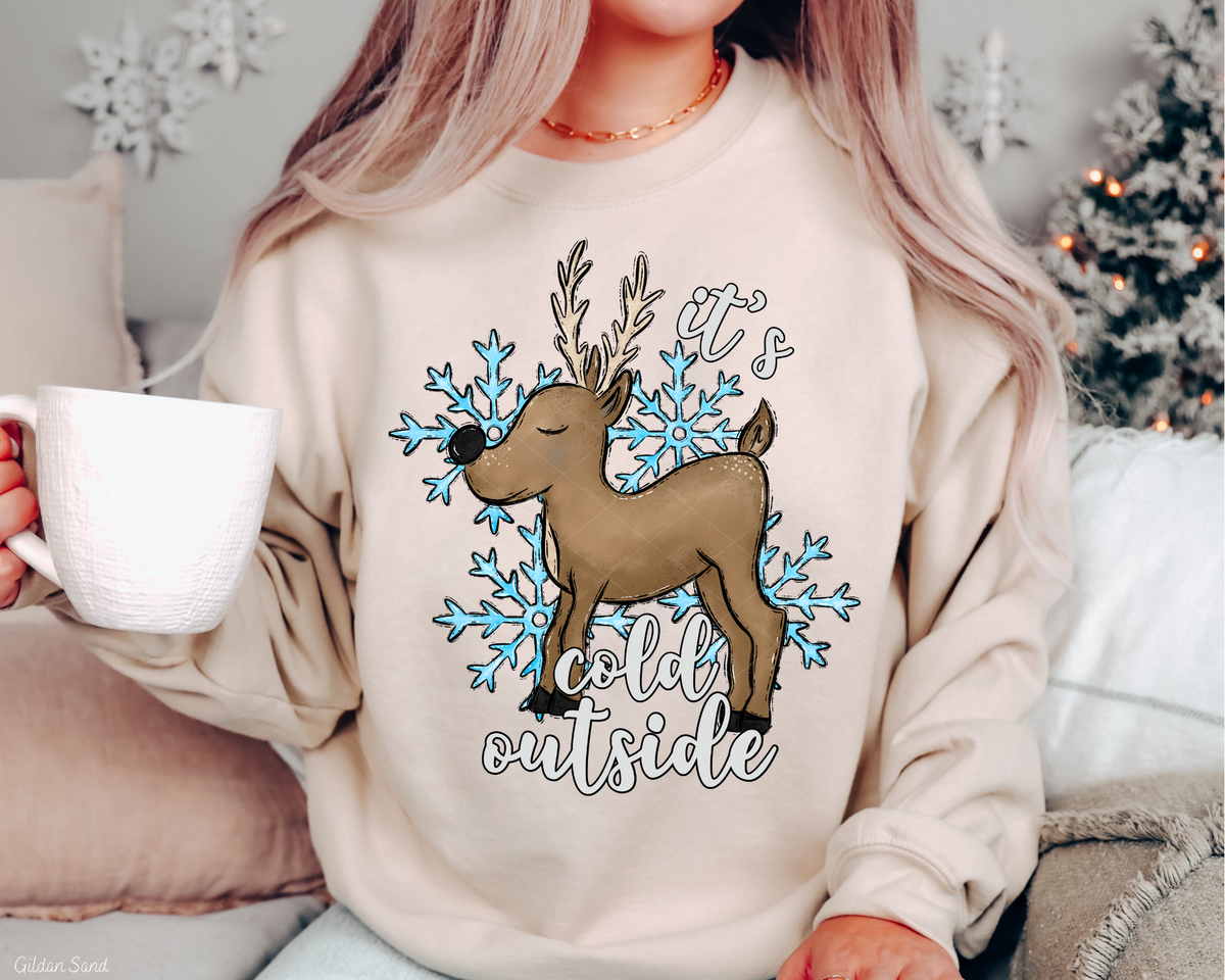 Cold Outside Reindeer (White Font) 112539 DTF TRANSFER