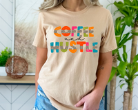 Coffee And Hustle (bright block distressed letters with leopard center stripe) 9037 DTF TRANSFER