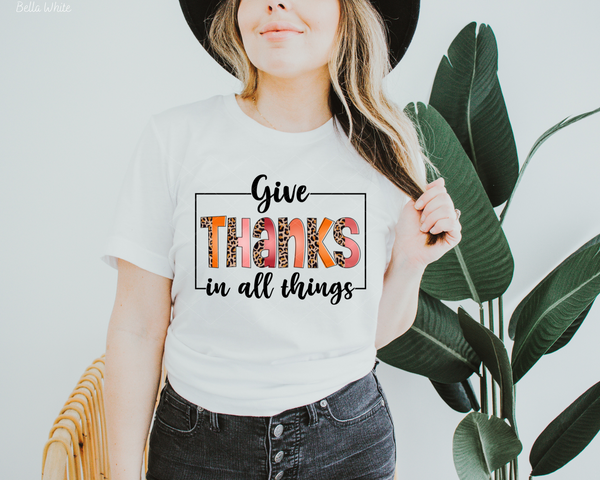 Give Thanks In All Things Leopard Orange (Black Orange Writing) 364 DTF TRANSFER