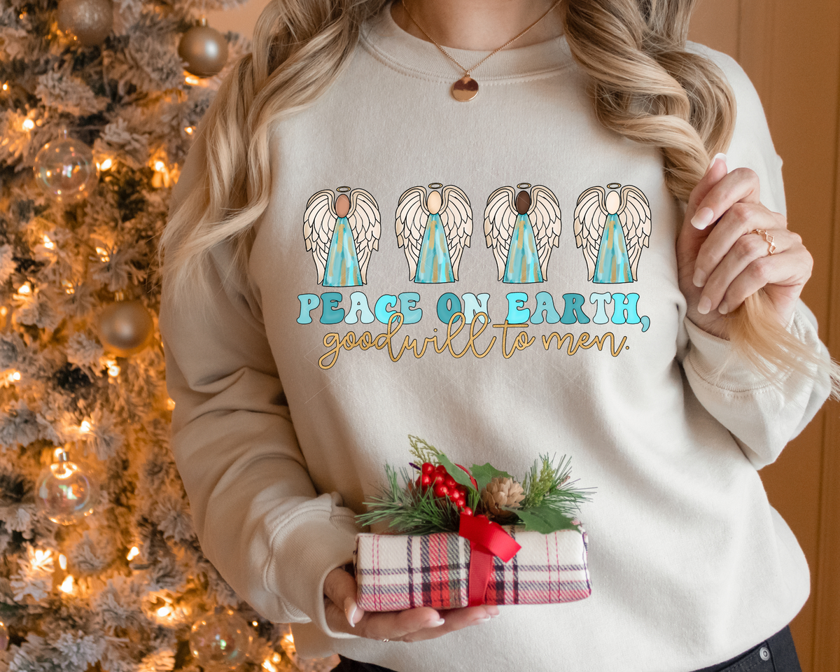 Peace On Earth, Goodwill To Men. Blue Gold Angeles 112388 DTF TRANSFER