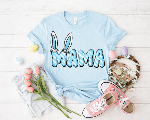 Mini (blue stripped, 70's vibe lettering with bunny ears) 1960 DTF TRANSFER