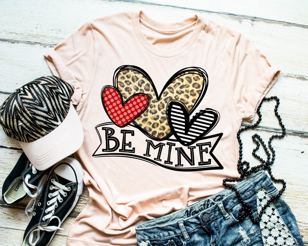 Be Mine 3 Hearts Leopard 221 DTF TRANSFER