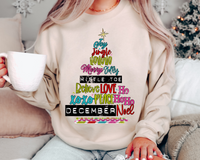 Bright Colored Word Christmas Tree 1130 DTF TRANSFER