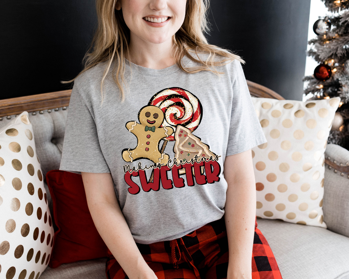 Making Christmas Sweeter Gingerbread Man (Red Black Font) 112470 DTF TRANSFER