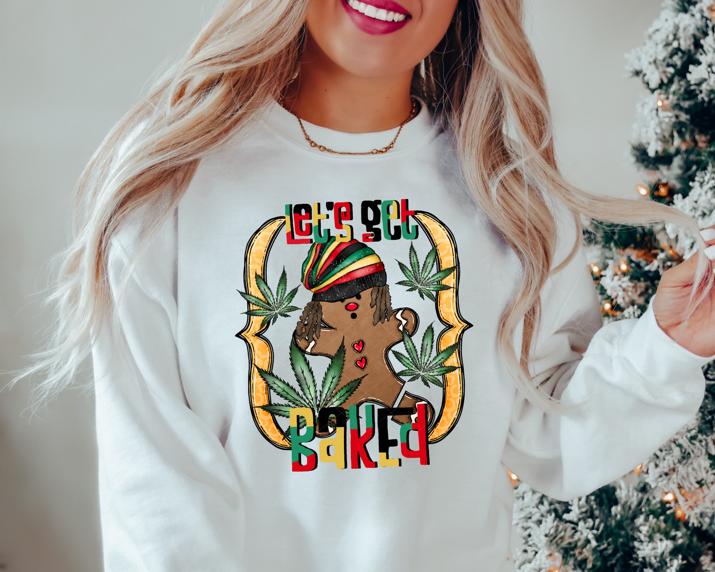 Let's Get Baked Mary Jane Leaf Gingerbread Man (Colorful Font) 1092 DTF TRANSFER