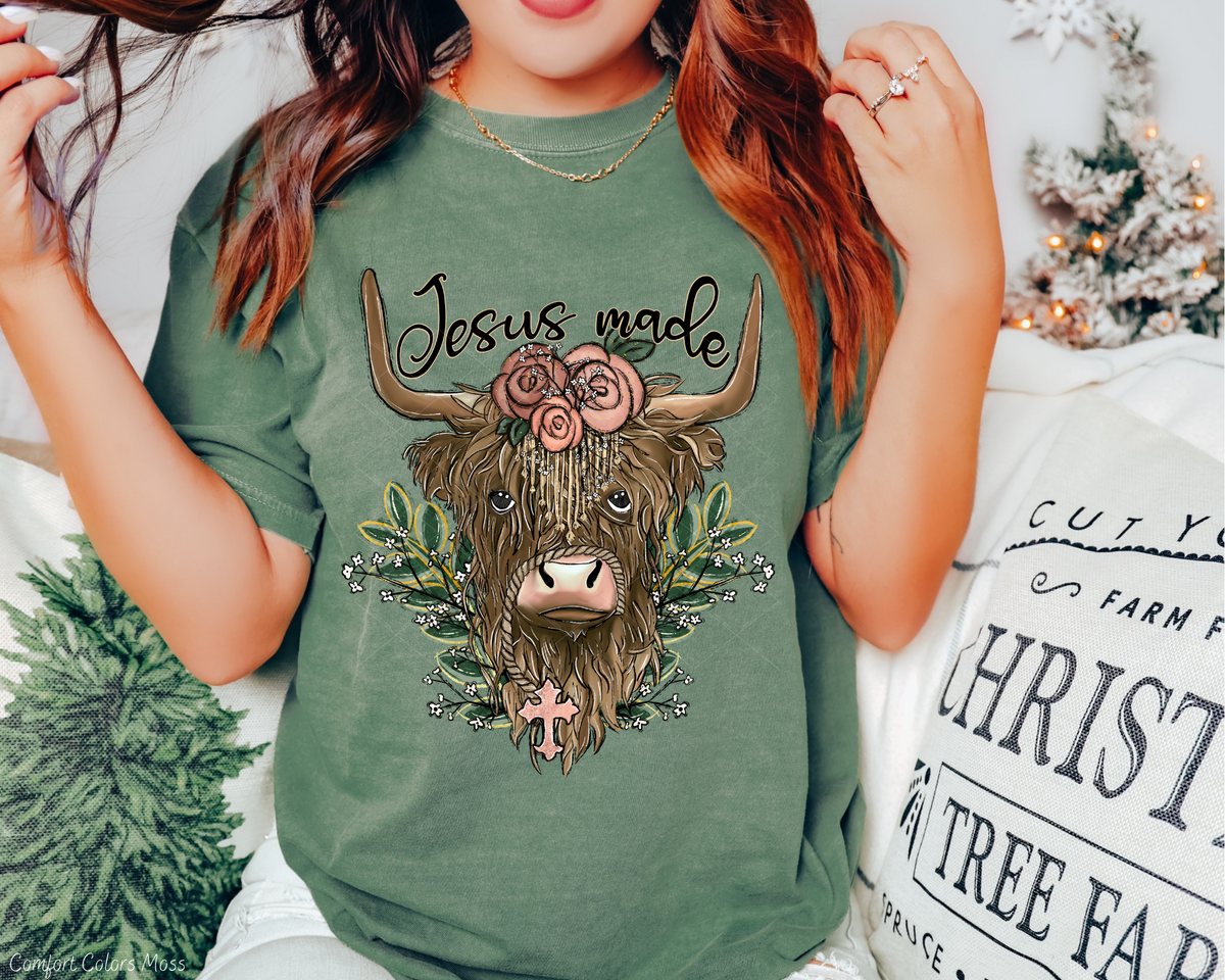 Jesus Made Boho Cow (Black Font) 112449 DTF TRANSFER