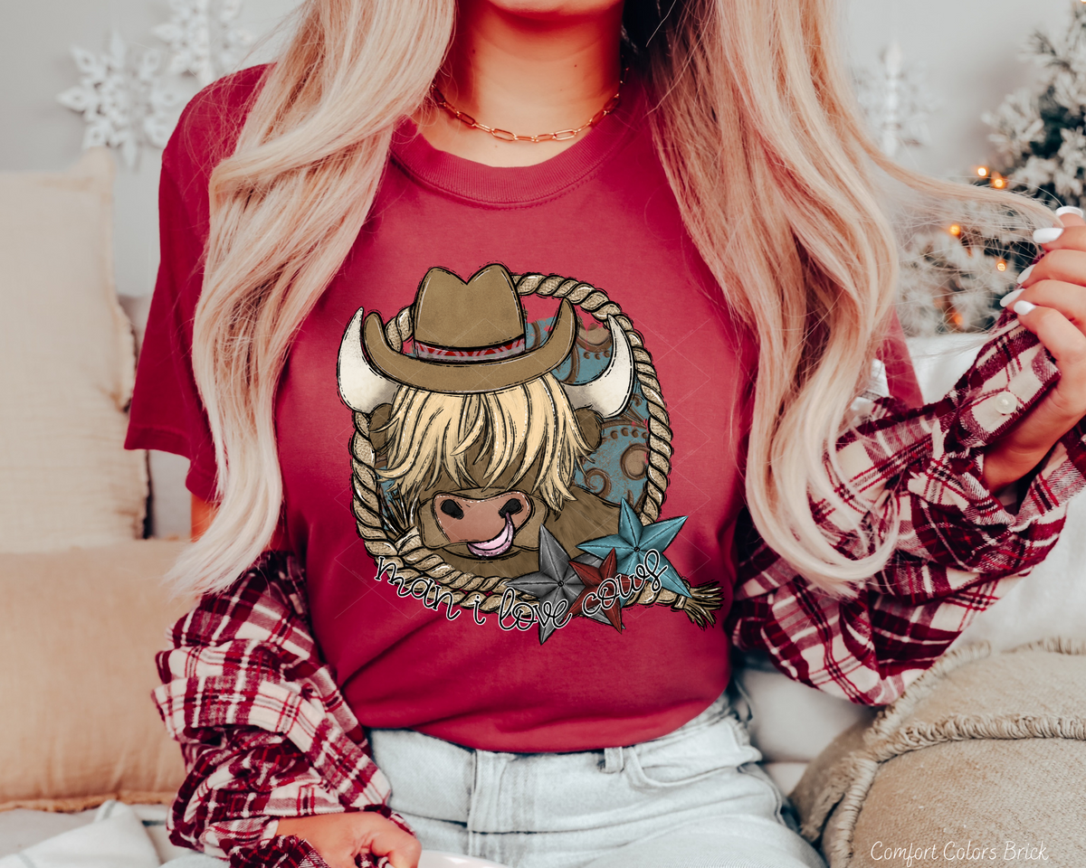 Man I Love Cows Western Cow Cowboy Hat (Black Font) 5119 DTF TRANSFER