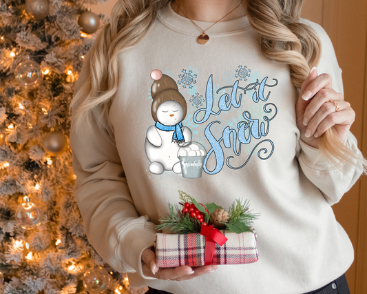 Let is Snow Snowman Snowballs (Glitter Light Blue Font) 1091 DTF TRANSFER