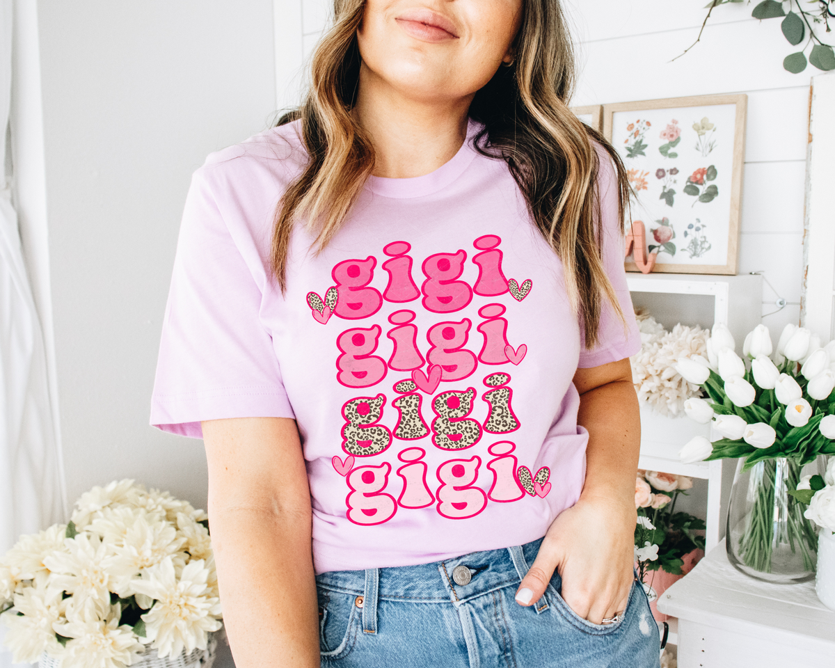 Gigi Stacked Valentines Pink Leopard 168 DTF TRANSFER