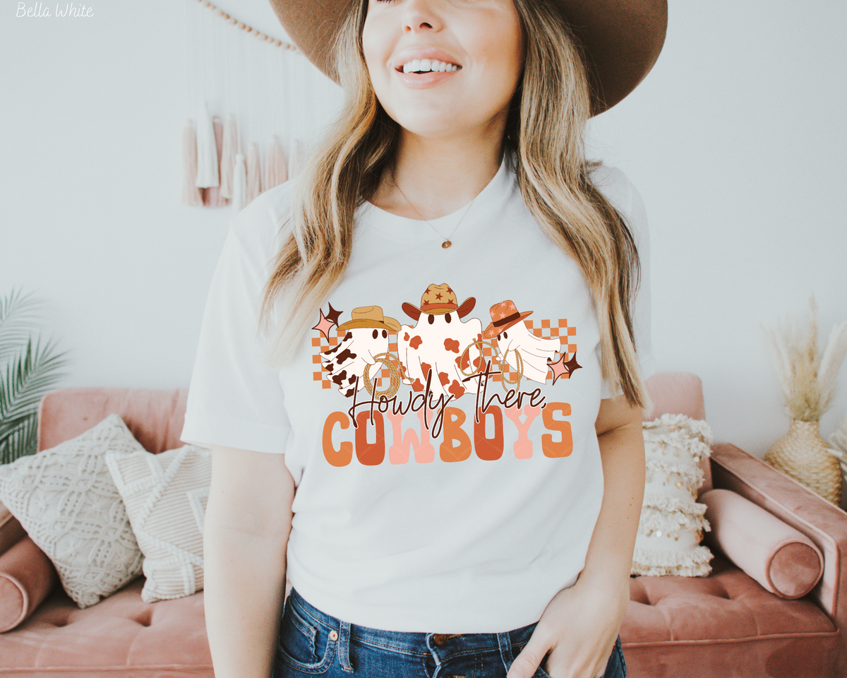 Howdy There Cowboys Ghosts Cowboy Hat (Orange Pink Font) 112466 DTF TRANSFER