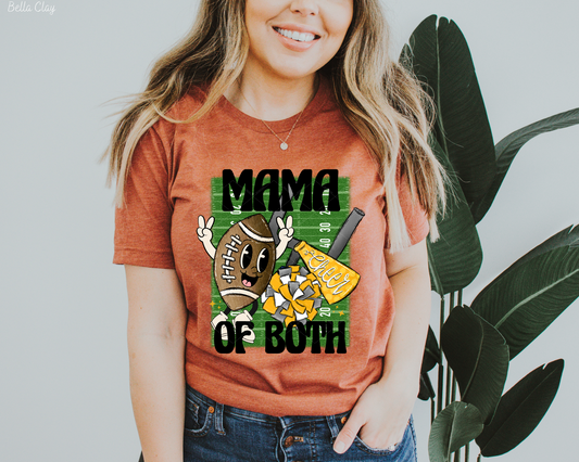 Mama Of Both Smiling Football Yellow Cheer (Black Font) DTF TRANSFER