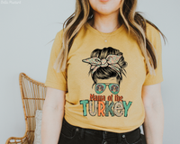 Mama Of The Turkey Messy Bun (Orange Font) DTF TRANSFER