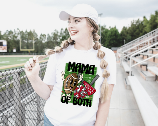 Mama Of Both Smiling Football Red Cheer (Black Font) 68440 DTF TRANSFER