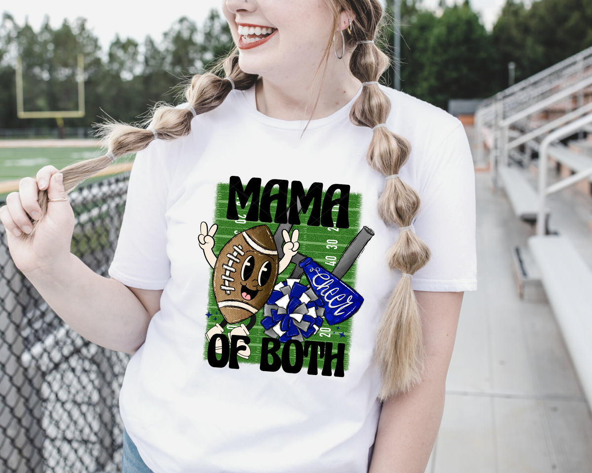 Mama Of Both Smiling Football Blue Cheer (Black Font) 112458 DTF TRANSFER