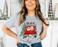 The Joy Of Christmas Is Family Red Truck Reindeer Santa Mrs Claus (Black Writing) 8725 DTF TRANSFER