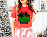 Don't Stop Believin' Trees Santa Red Black Plaid 317 DTF TRANSFER