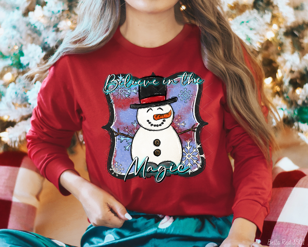 Believe In The Magic Snowman Snowflakes (White Writing) 8784 DTF TRANSFER