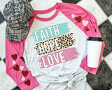 Faith Hope Love Blue Leopard Pink Washi Tape White Font 333 DTF TRANSFER