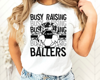 Busy Raising Ballers cow print hat (soccer ball, black block distressed lettering) DTF TRANSFER