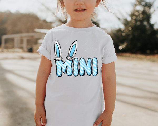 Mama (blue stripped, 70's vibe lettering with bunny ears) 1955 DTF TRANSFER