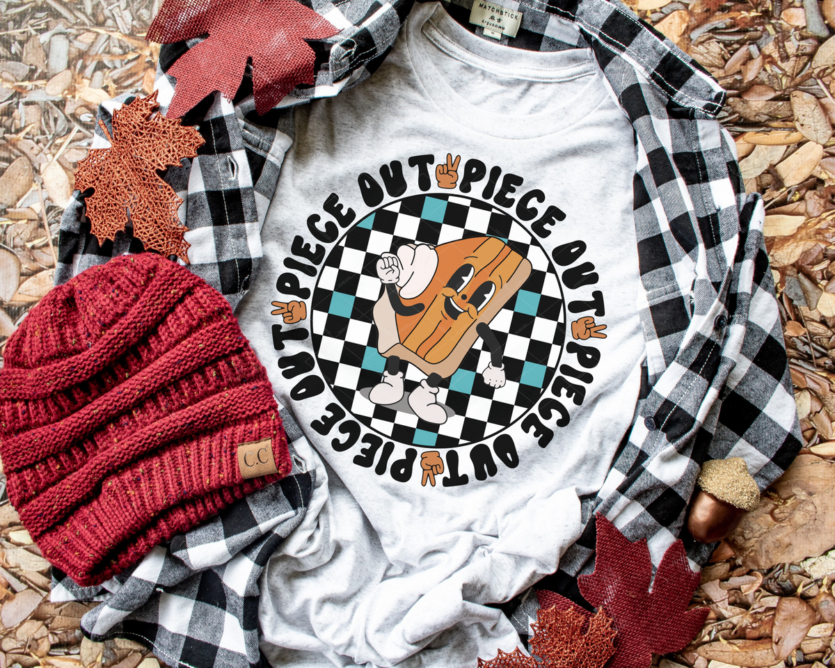 Piece Out Retro Checkered and Pumpkin Pie 112294 DTF TRANSFER