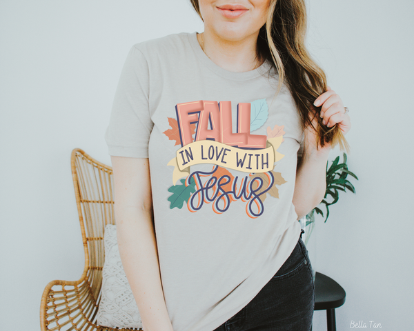 Fall In Love With Jesus Fall Leaves (Multi Color Writing) 340 DTF TRANSFER