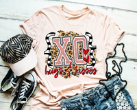 XO Hugs And Kisses Pink with Red Hearts DTF TRANSFER