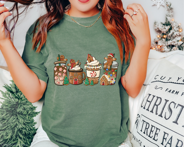 Gingerbread Coffee Mugs With Peppermint Candy (No Font) 8604 DTF TRANSFER