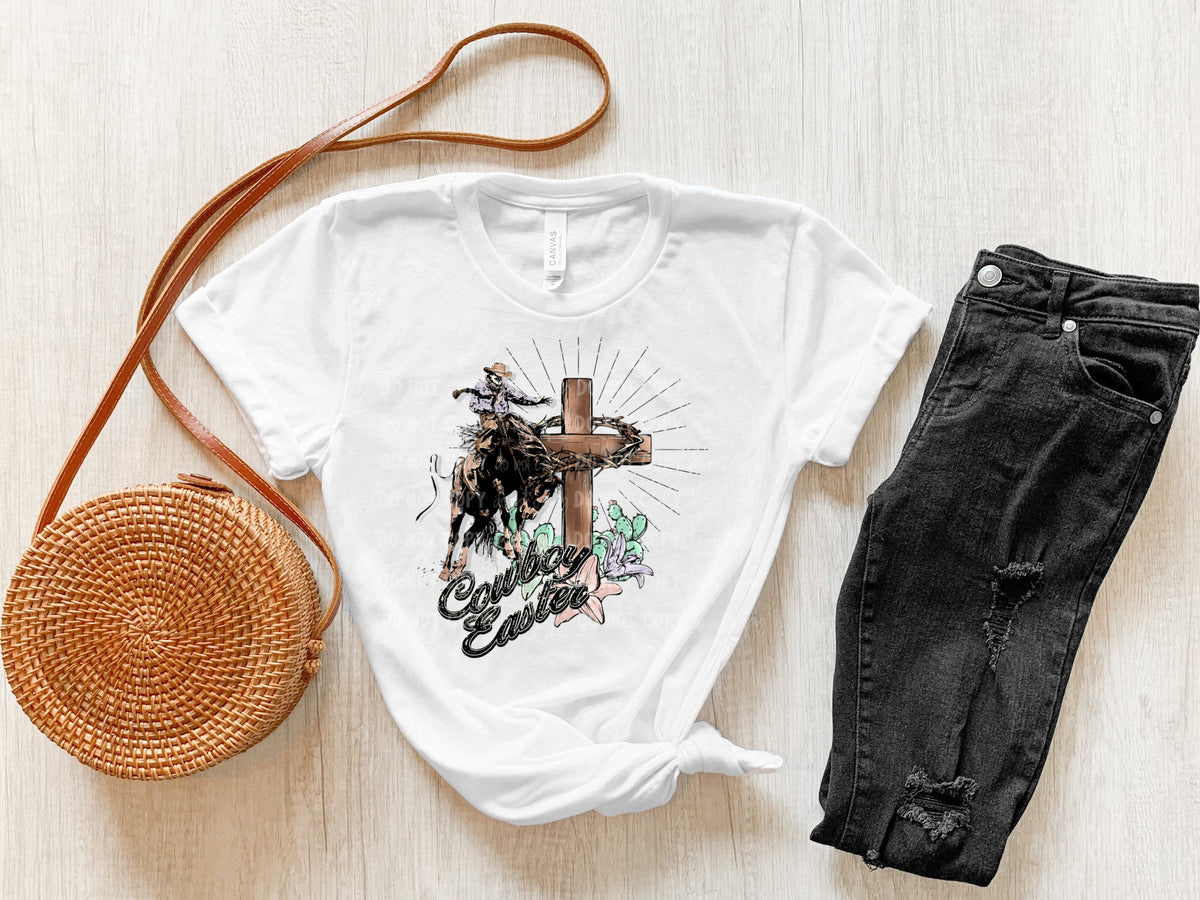 Cowboy Easter with cross DTF transfer