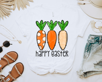 Happy Easter Black Font (3 carrots, three shades of orange, three designs) 1272 DTF TRANSFER