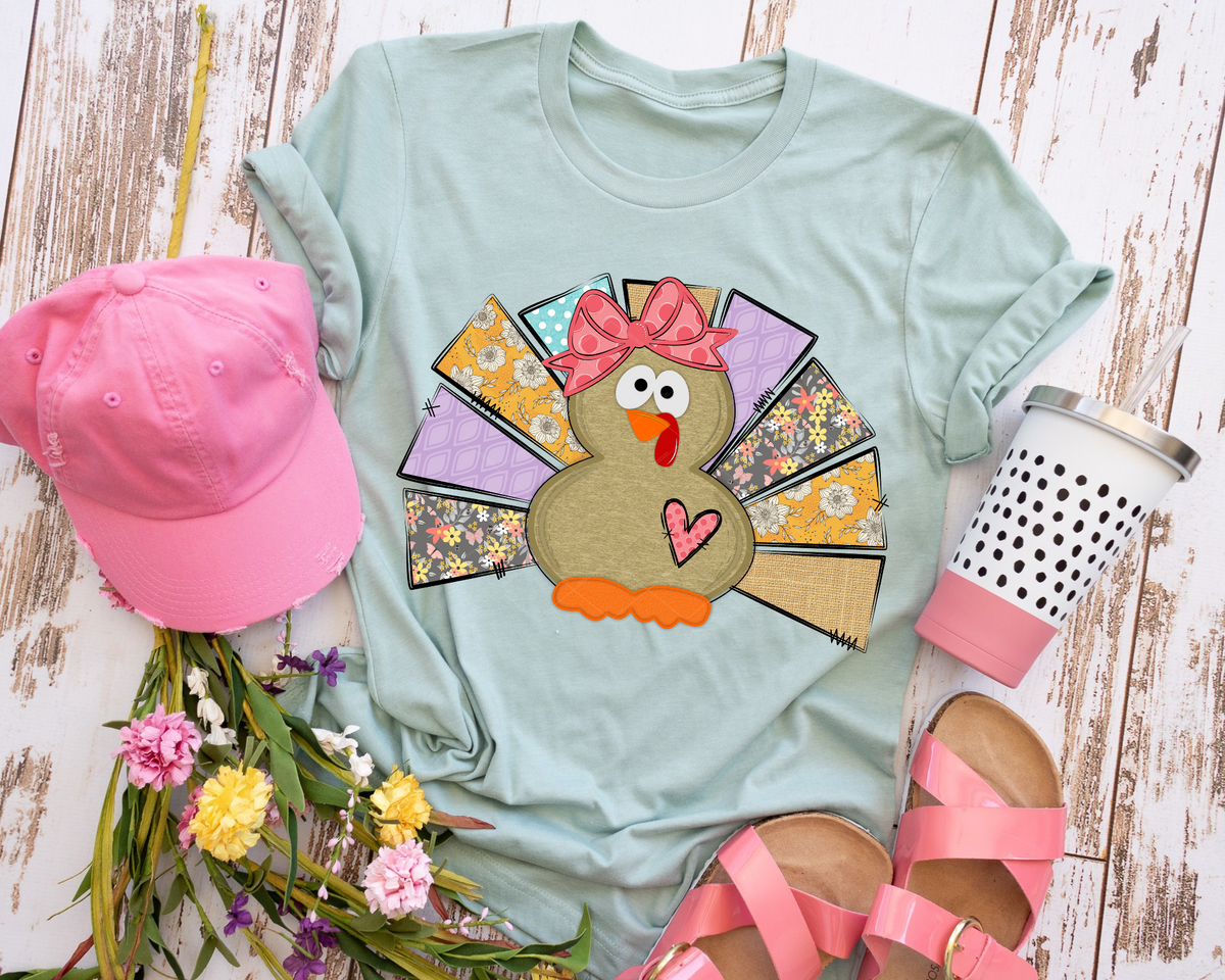 Girl Turkey Purple Grey Floral 8329 DTF TRANSFER