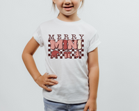 Merry Mini Retro Checkered Retro Santa Christmas Tree Gift DTF TRANSFER