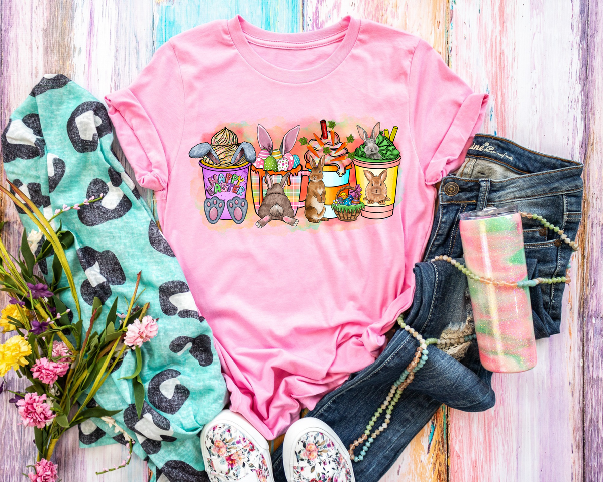 Happy Easter Bunnies Coffee No Font 325 DTF TRANSFER