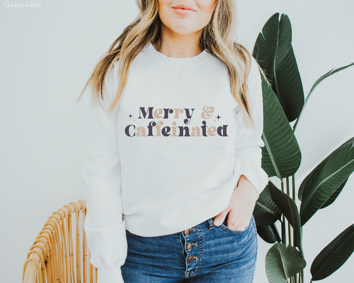 Merry And Caffeinated (Peach Purple Font) 112505 DTF TRANSFER