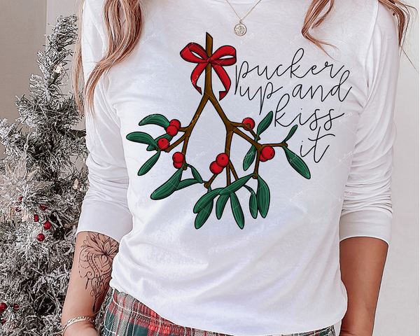 Pucker up and kiss it (mistletoe with berries) 8755 DTF TRANSFER